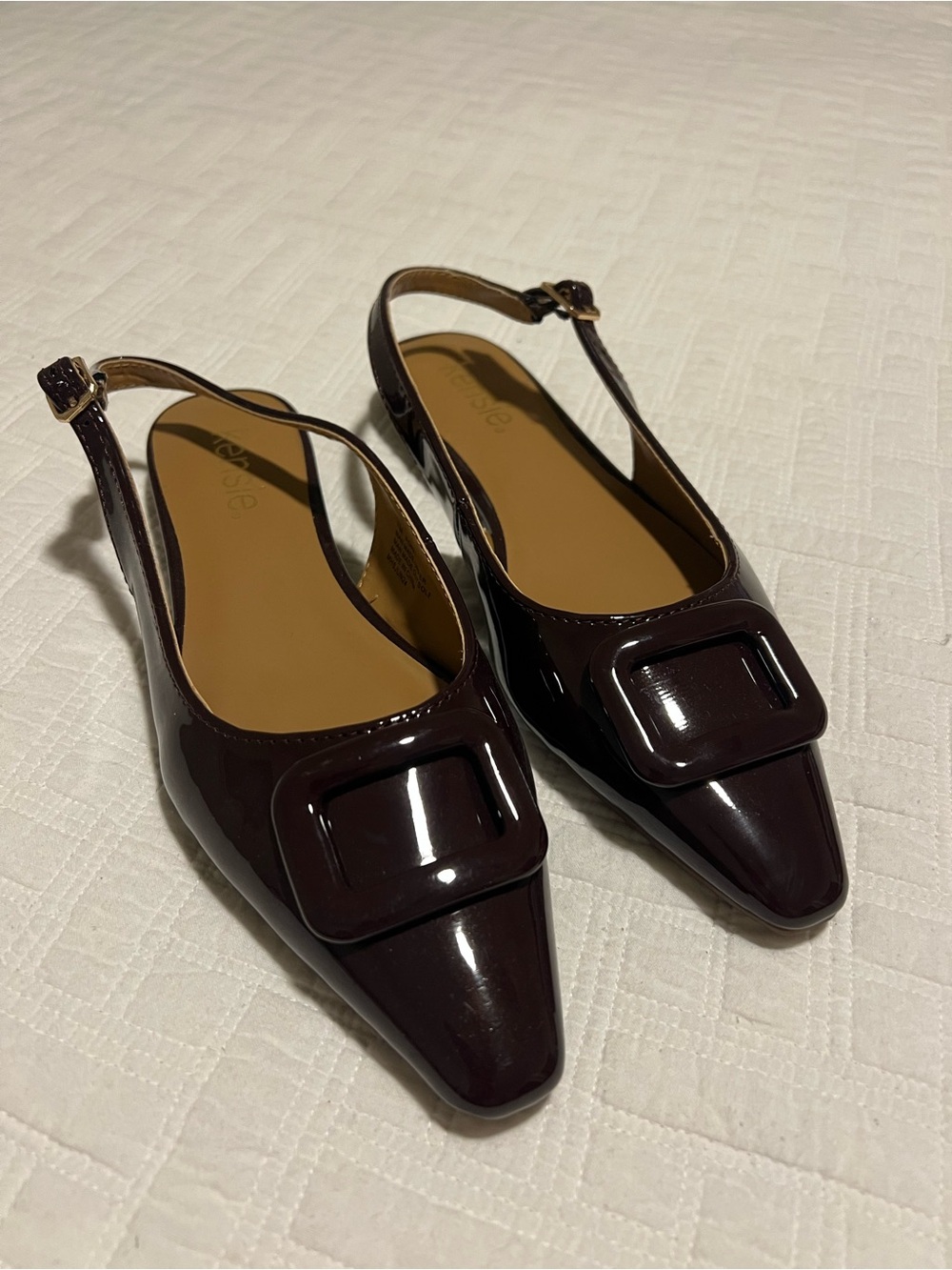 Kensie Patent Slingback Flats in Deep Burgundy